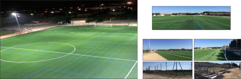 Réalisation d'un stade de FOOT à 11 avec gradins, Création d’un terrain synthétique avec éclairage après dépose et décapage de l’existant, PORT SAINT LOUIS DU RHÔNE (13)